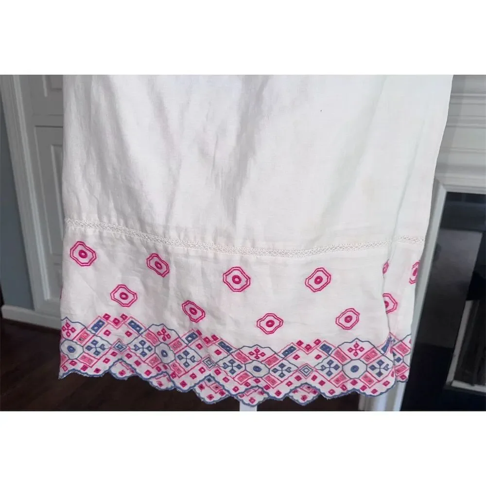 Vineyard Vines‎ Women's Embroidered Eyelet Shift Dress White Size 00 Boho Preppy